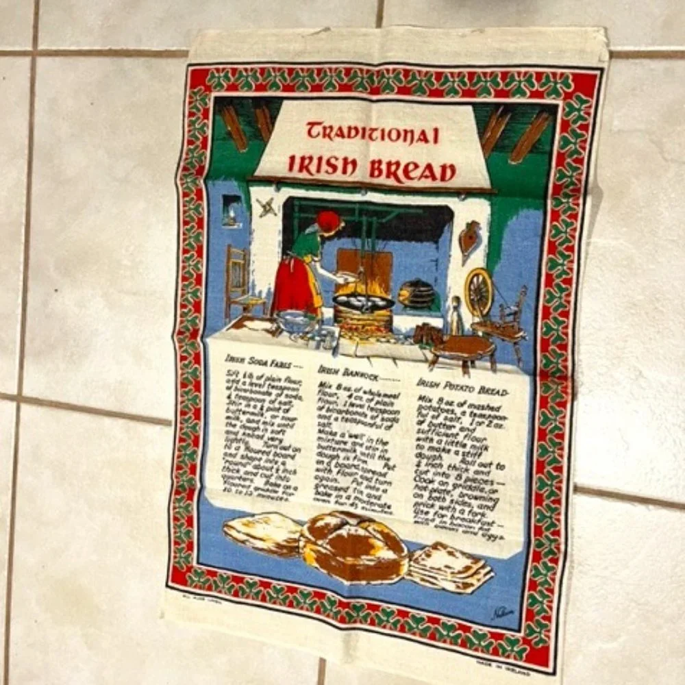 VTG Nelson Irish Linen Tea Towel ~Traditional Irish Bread Recipe 19
